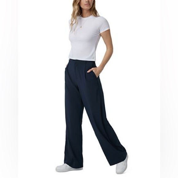 VUORI•Elevation Trouser High Rise Wide Leg Pleated•Midnight Heather•LIKE NEW•L - Picture 3 of 16